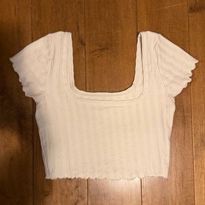 Offline by aerie Elegant Cream Ribbed Crop Top